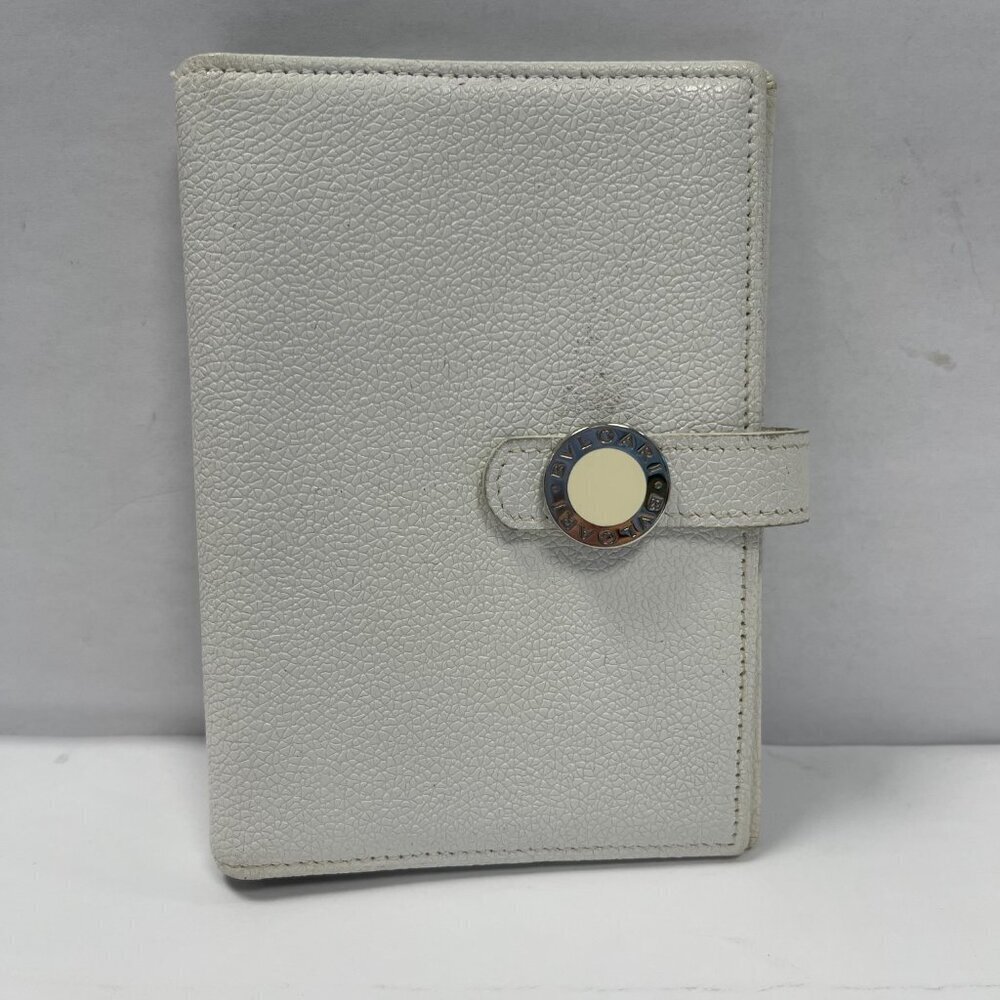 Bvlgari White Leather Notebook Cover  Preowned